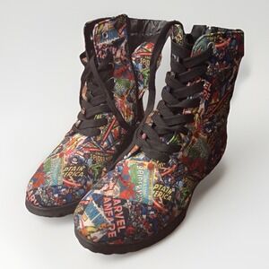 Marvel Comics All Super Hero Print Zip-Up Fashion Boots Women's (Size: 6)